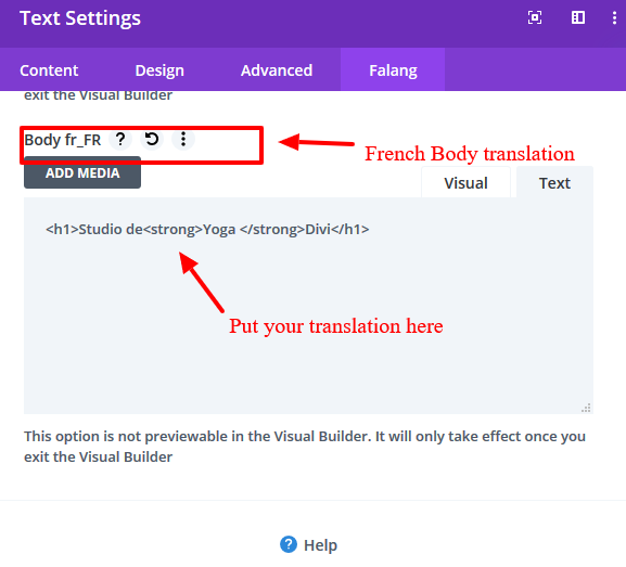 Divi Translation with Falang