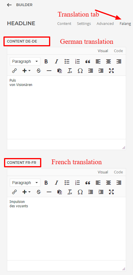 Elementor Translation with Falang